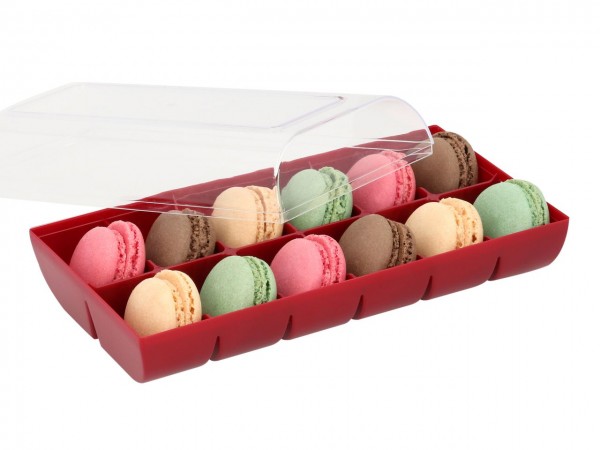 Macaron-Halbschalen 24 Stück bunt Incl. 12er Box ruby