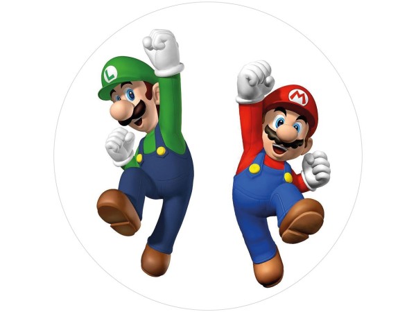 Tortenaufleger Super Mario Luigi und Mario rund 20cm