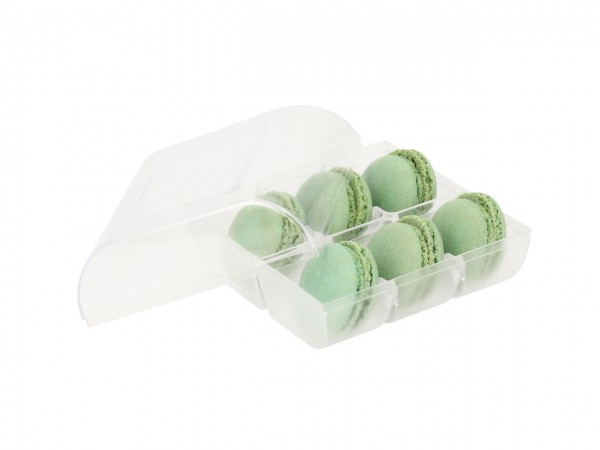 Macaron-Halbschalen 12 Stück grün incl. 6er Box transparent