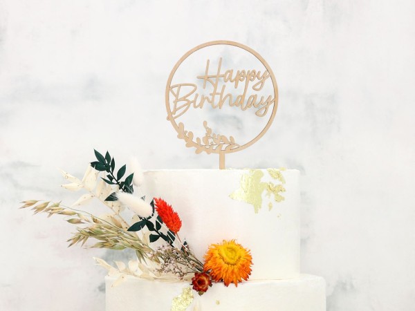 Happy Birthday Cake Topper Holz
