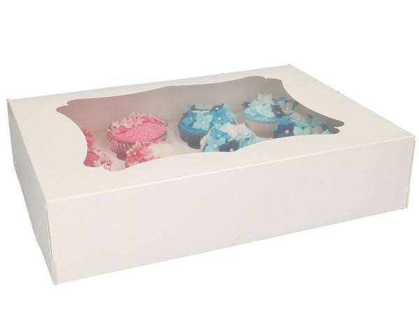 Cupcake-Muffin 12er Box mit Fenster weiß