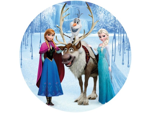 Tortenaufleger Frozen Anna, Elsa, Olaf, Sven rund 20cm
