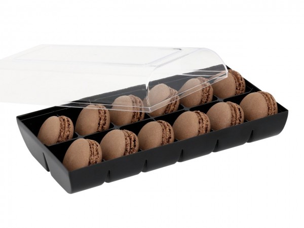 Macaron-Halbschalen 24 Stück braun incl. 12er Box schwarz