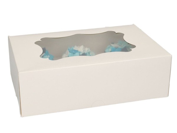 Cupcake-Muffin 6er Box mit Fenster weiß