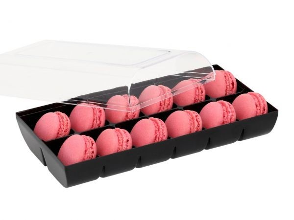 Macaron-Halbschalen 24 Stück Rot incl. 12er Box schwarz