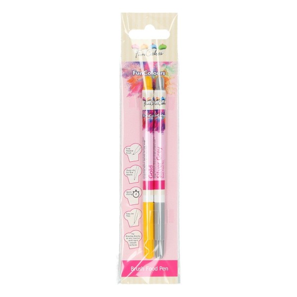 Edible FunColours Brush Food Pen - Gold und Silber - FunCakes
