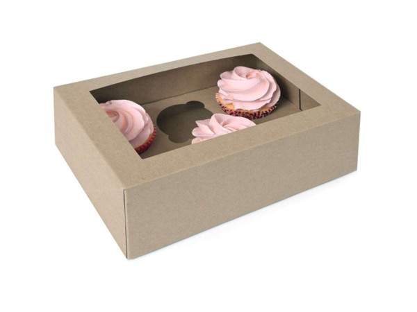 Cupcake Box für 6 Cupcakes kraftpapier braun 2 Stück