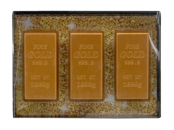 Schokoladen Goldbarren in Geschenkpackung