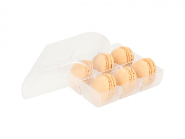 Macaron-Halbschalen 12 Stück gelb Incl. 6er Box transparent