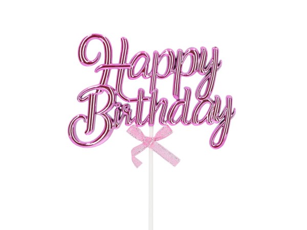 Happy Birthday Cake Topper 3D Pink